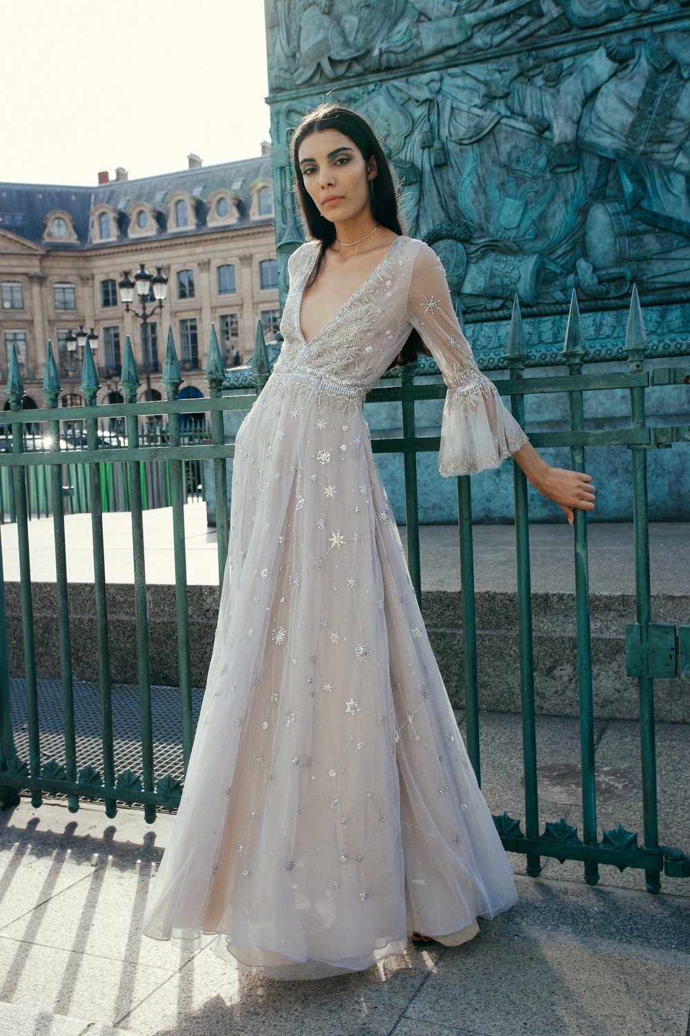 embroidered constellation dress Corset Tulle Dress | Constellation Luxury Gown