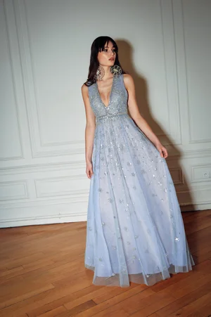 WATERED BLUE CONSTELLATION DRESS