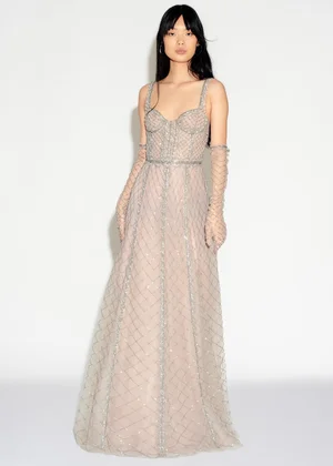 DENTELLE GRAPHIQUE SILVER DRESS