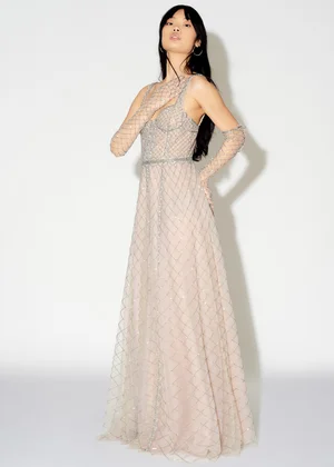 DENTELLE GRAPHIQUE SILVER DRESS