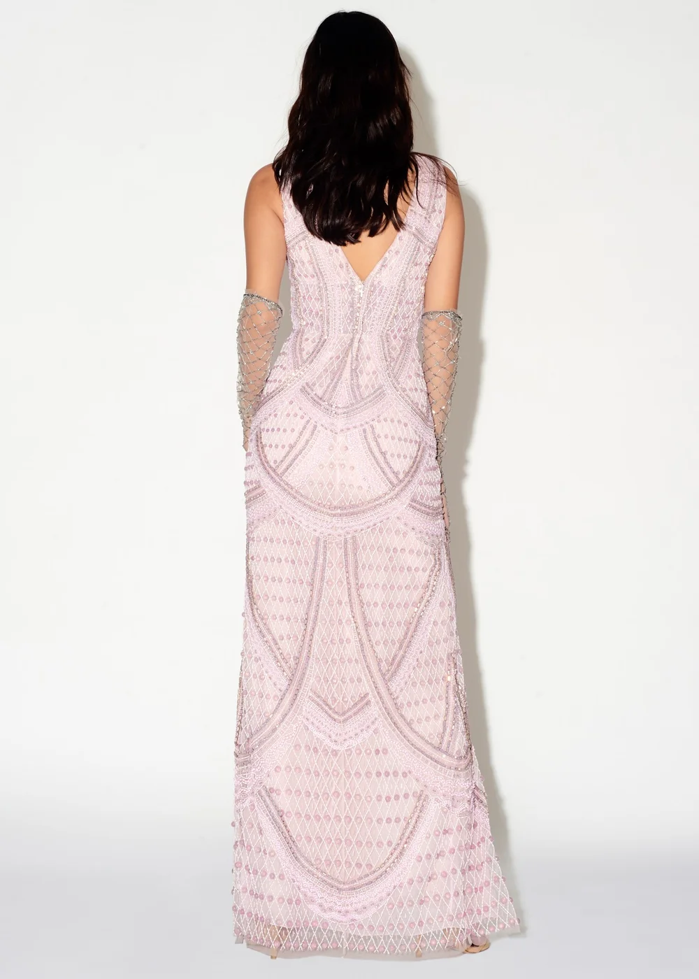 QUARTZ PINK CABOCHON BORDERS DRESS  CUCCULELLI SHAHEEN