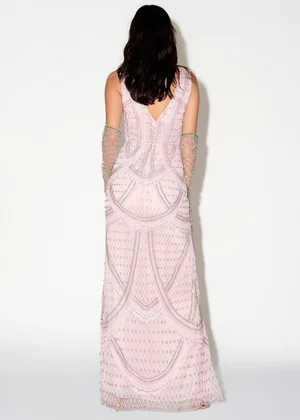 QUARTZ PINK CABOCHON BORDERS DRESS
