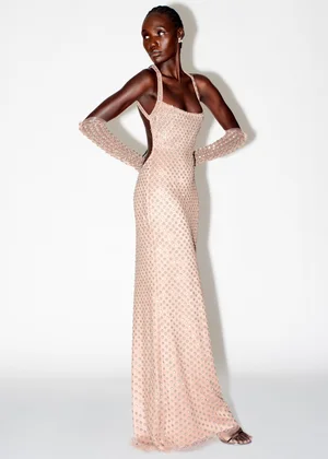 CRYSTAL FLORETS OPEN-BACK DRESS