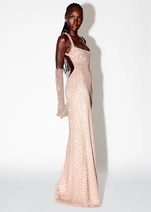 CRYSTAL FLORETS OPEN-BACK DRESS