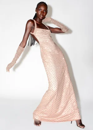 CRYSTAL FLORETS OPEN-BACK DRESS