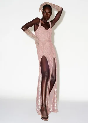 PINK CHAMPAGNE COLUMNS DRESS
