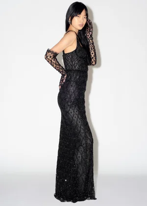 NOIR DENTELLE GRAPHIQUE DRESS