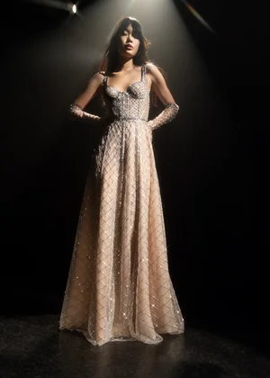 DENTELLE GRAPHIQUE SILVER DRESS