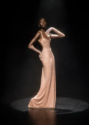 CRYSTAL FLORETS OPEN-BACK DRESS