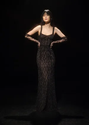 NOIR DENTELLE GRAPHIQUE DRESS