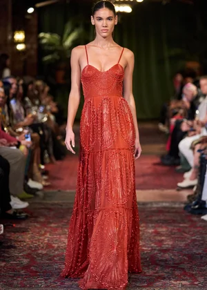 CARNELIAN DENTELLE DEUX DRESS