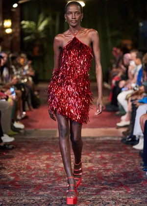 METALLIC PAILLETTES FRINGE DRESS