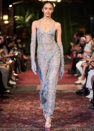 SILVER DENTELLE DEUX DRESS