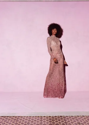ROSE PINK DEGRADÉ DENTELLE DRESS