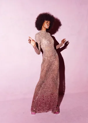 ROSE PINK DEGRADÉ DENTELLE DRESS