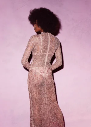 ROSE PINK DEGRADÉ DENTELLE DRESS