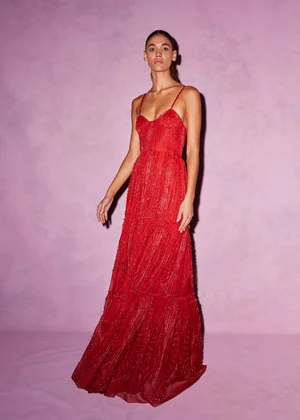 CARNELIAN DENTELLE DEUX DRESS