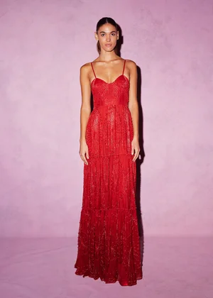 CARNELIAN DENTELLE DEUX DRESS