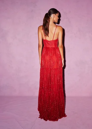 CARNELIAN DENTELLE DEUX DRESS