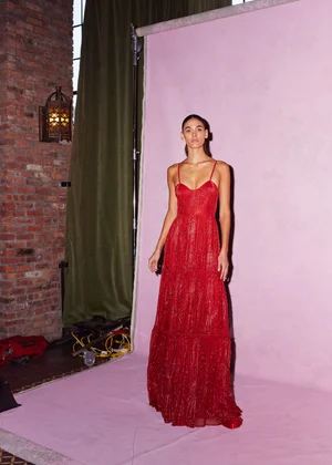 CARNELIAN DENTELLE DEUX DRESS