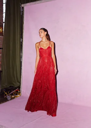 CARNELIAN DENTELLE DEUX DRESS