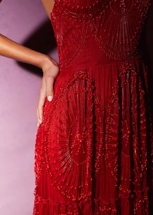 CARNELIAN DENTELLE DEUX DRESS