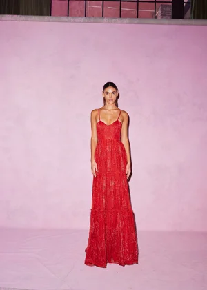 CARNELIAN DENTELLE DEUX DRESS