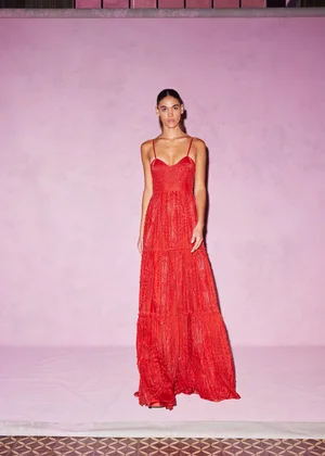 CARNELIAN DENTELLE DEUX DRESS
