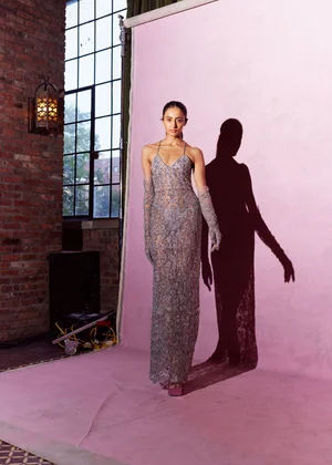 SILVER DENTELLE DEUX DRESS