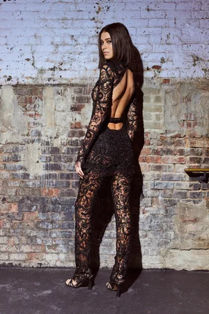 DENTELLE NOIR DRESS AND PANTS