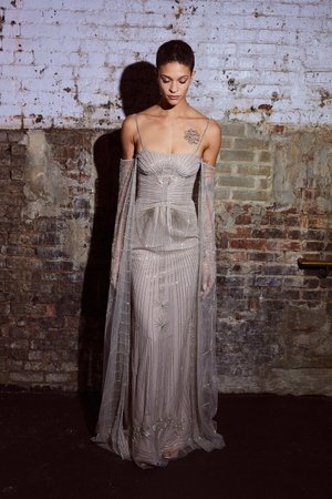 LE ALBA SILVER CAPED DRESS