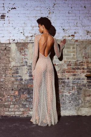 RETE 30 NETTING CHAMPAGNE DRESS