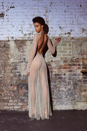 RETE 30 NETTING CHAMPAGNE DRESS