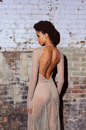 RETE 30 NETTING CHAMPAGNE DRESS