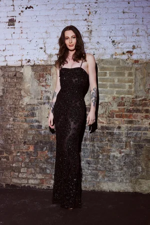IRIDESCENT MEDALLION FLORAL DRESS