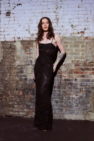 IRIDESCENT MEDALLION FLORAL DRESS