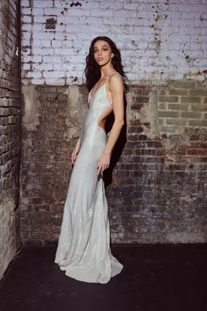 RADIEUX DECO CRYSTAL PEARL DRESS