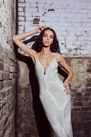 RADIEUX DECO CRYSTAL PEARL DRESS