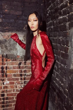 RADIEUX DECO CRYSTALS RED DRESS