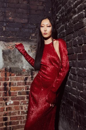 RADIEUX DECO CRYSTALS RED DRESS