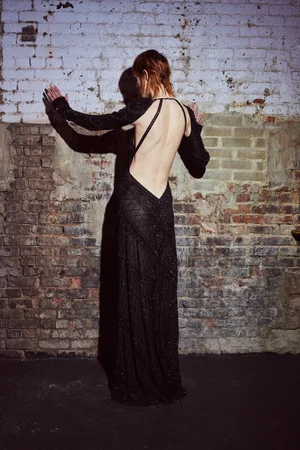 LACE TOURBILLON BLACK DRESS