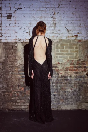 LACE TOURBILLON BLACK DRESS