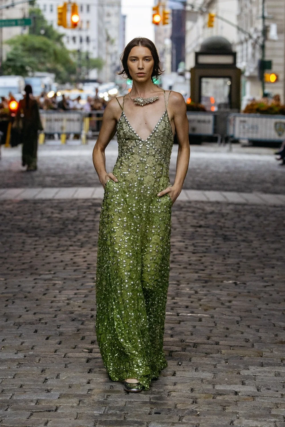 green emerald velvet dress Jovani Iridescent Sequin Prom Dress 22770