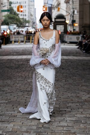 SILVER GILDED LEAVES DRESS