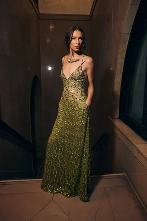 IRIDESCENT MEDALLION DRESS