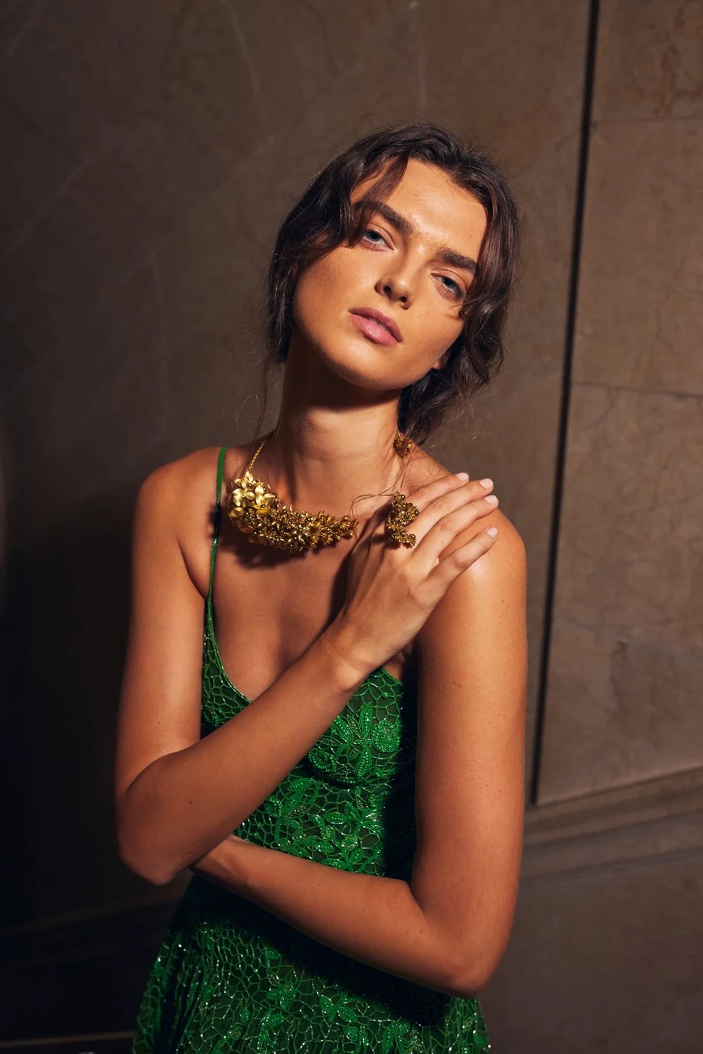 green emerald velvet dress CC2998 Tiered Gown main image 0