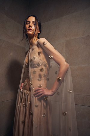 MICRO MEDALLION DRESS + CAPE