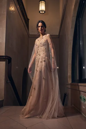 MICRO MEDALLION DRESS + CAPE