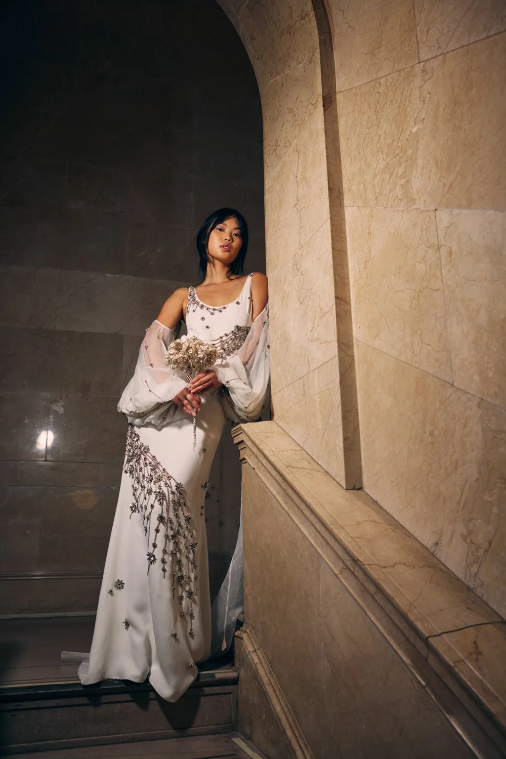 SILVER GILDED LEAVES DRESS  CUCCULELLI SHAHEEN