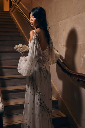 SILVER GILDED LEAVES DRESS